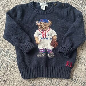 Ralph Lauren Kids Navy Sweater with Baseball Bear